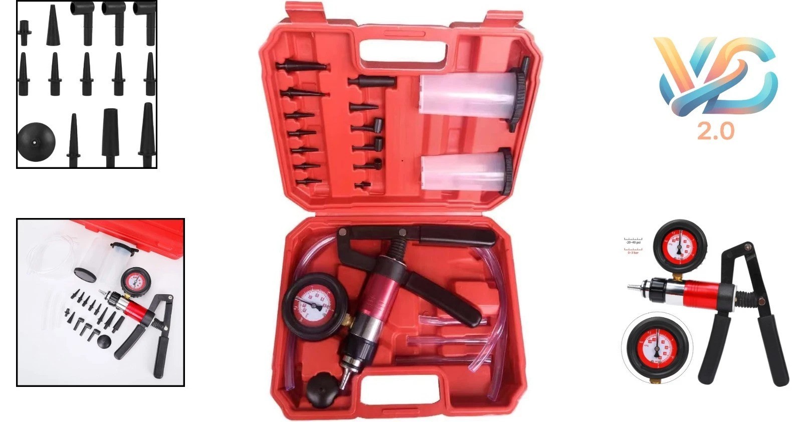 23PCS Brake Bleeder Kit Handheld Vacuum Pump Tester for Car Truck Motorcycle