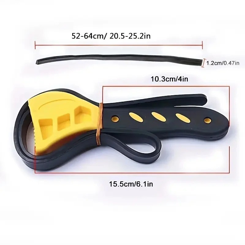 6″ Adjustable Rubber Belt Strap Wrench Metal Pipes Oil Water Filter Removal Tool