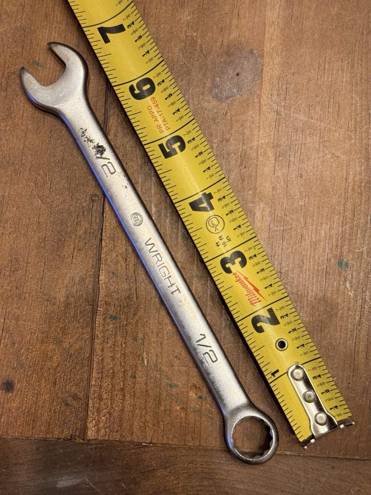 Vintage 7» Long Wright Tool 1/2″ Combination Wrench 1116 Satin – Made in USA