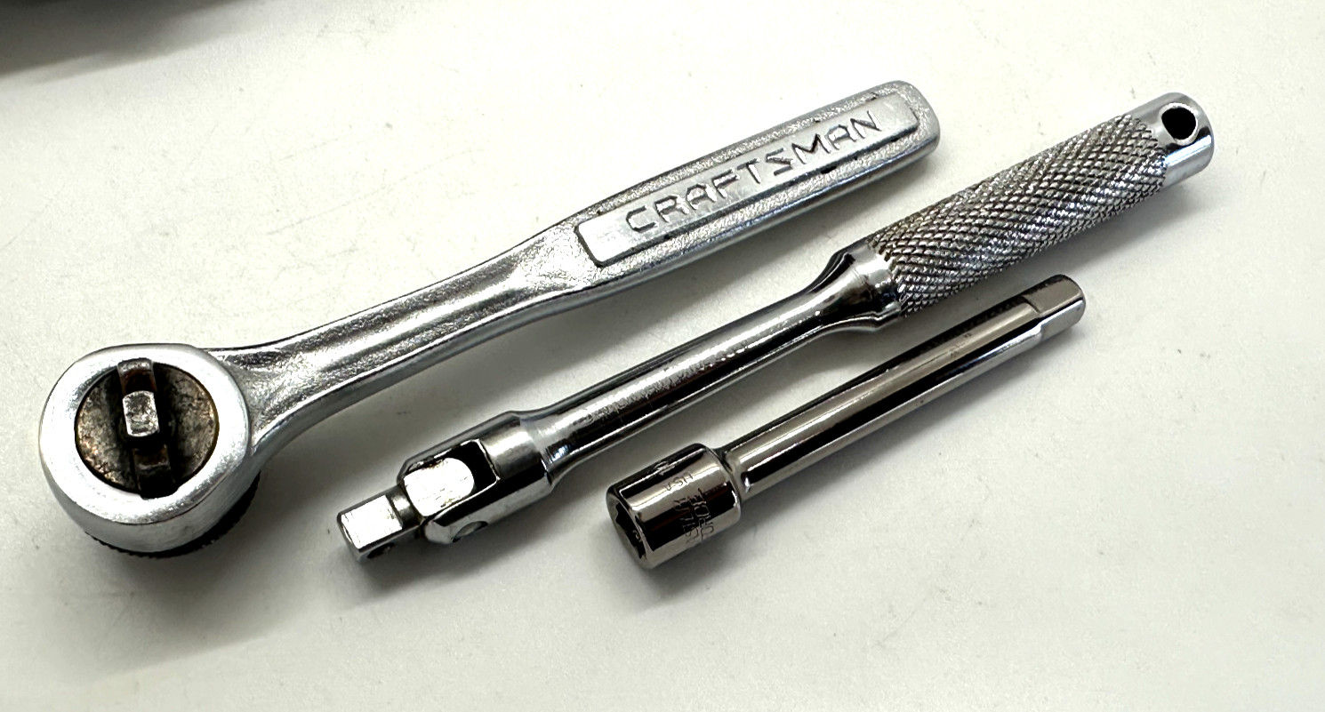 Craftsman Tools 1/4″ Ratchet Socket Set General Service Extension Lot SAE Case