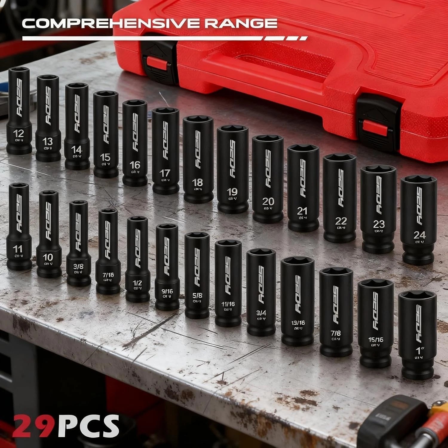 Precision Engineered 1/2″ Drive 29-Piece Impact Socket Set – Complete Variety