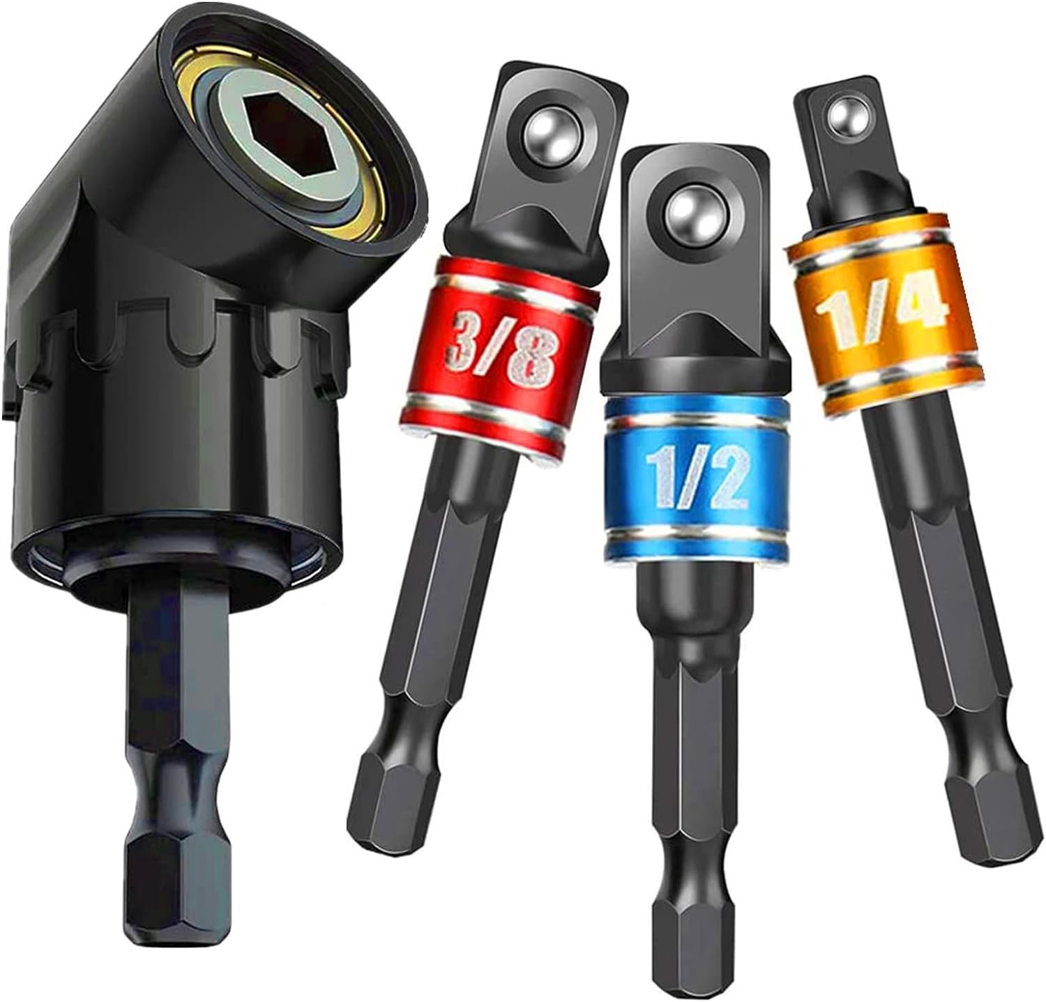 Impact Grade Socket Adapter Set – 3 Pcs Extension Drill One Size, 4p*black