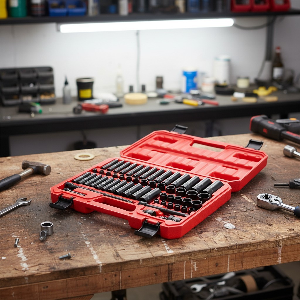 Versatile 55-Piece Impact Socket Set with 1/4-Inch Drive and Universal Joint
