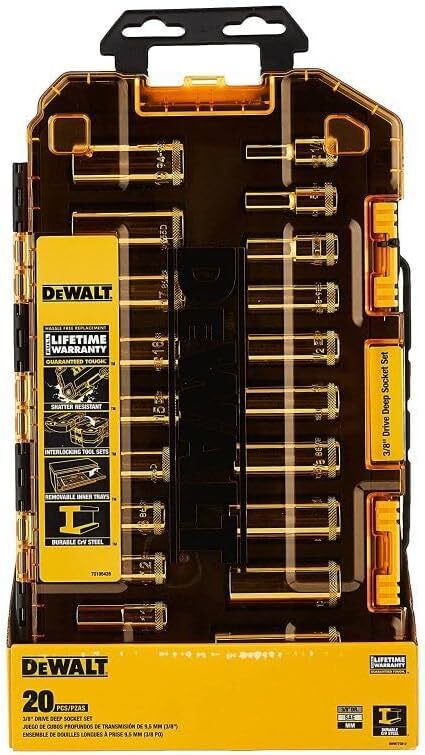 DWMT73812 Tool Kit 3/8» Drive Deep Socket Set, 20 Piece