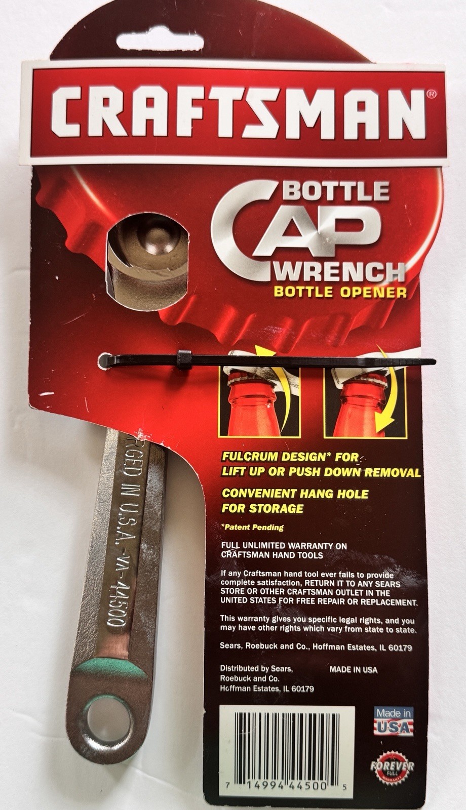 Craftsman 944500 Bottle Cap Wrench Bottle Opener With Card