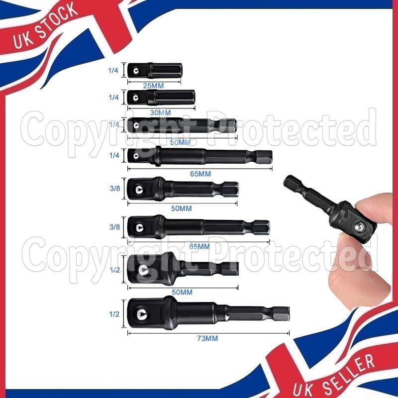 8PC SOCKET ADAPTER CONVERTER SET POWER IMPACT DRILL BIT SQUARE DR DRIVE DRIVER
