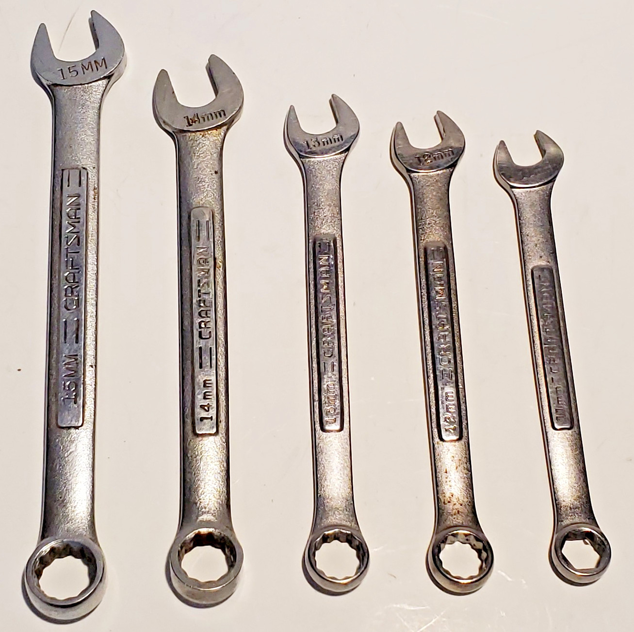 Vtg Craftsman 5 pc Metric Wrench Lot 11mm-15 mm USA Mixed V Series