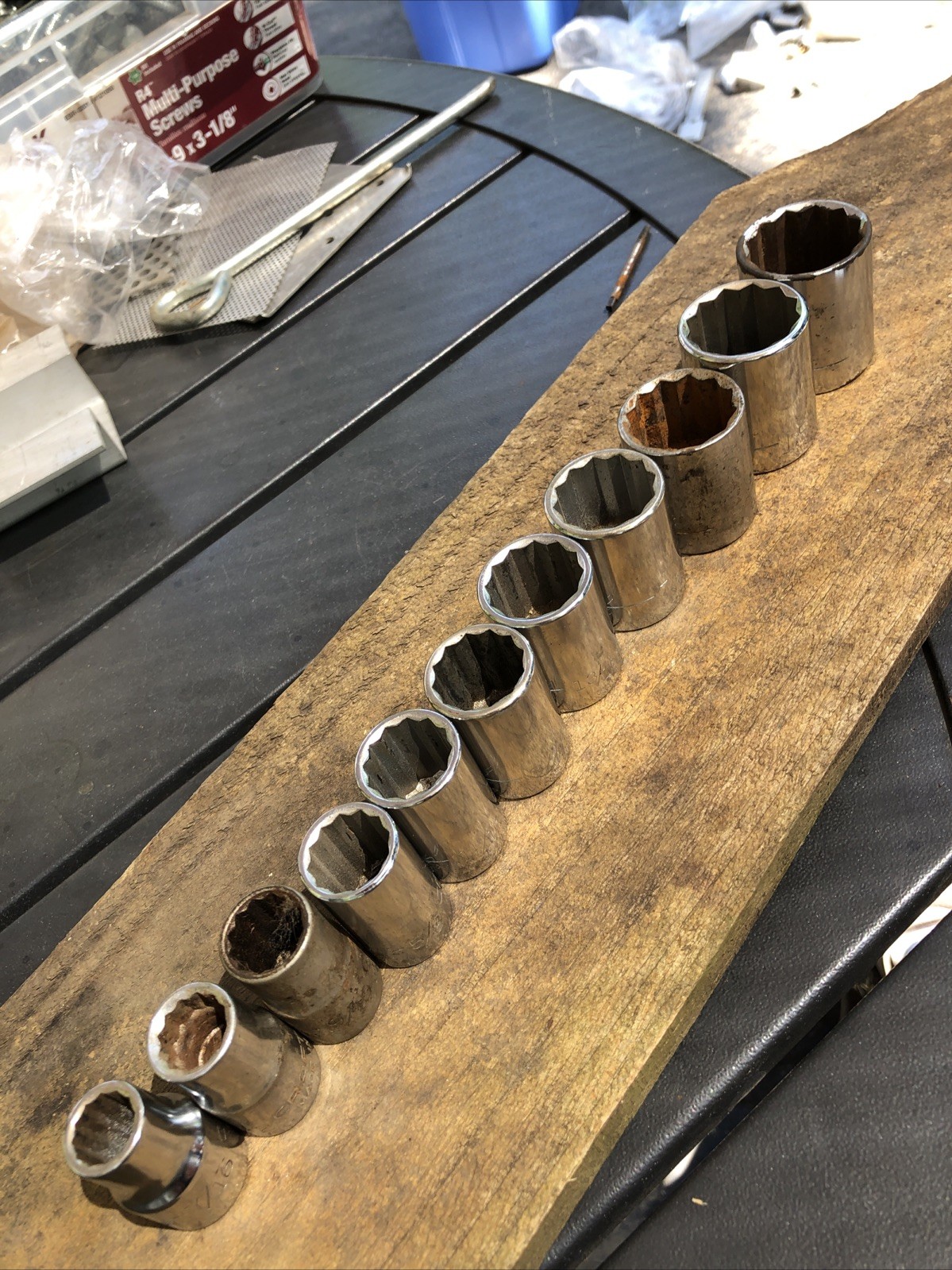 Craftsman SAE Socket Set 1/2 Drive 12 Pt 7/16-1 1/6 USA Good 11 Pieces