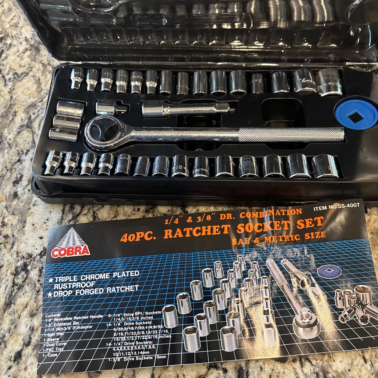 Cobra 40 pcs. Socket Wrench Ratchet Set Tool with Case Vintage