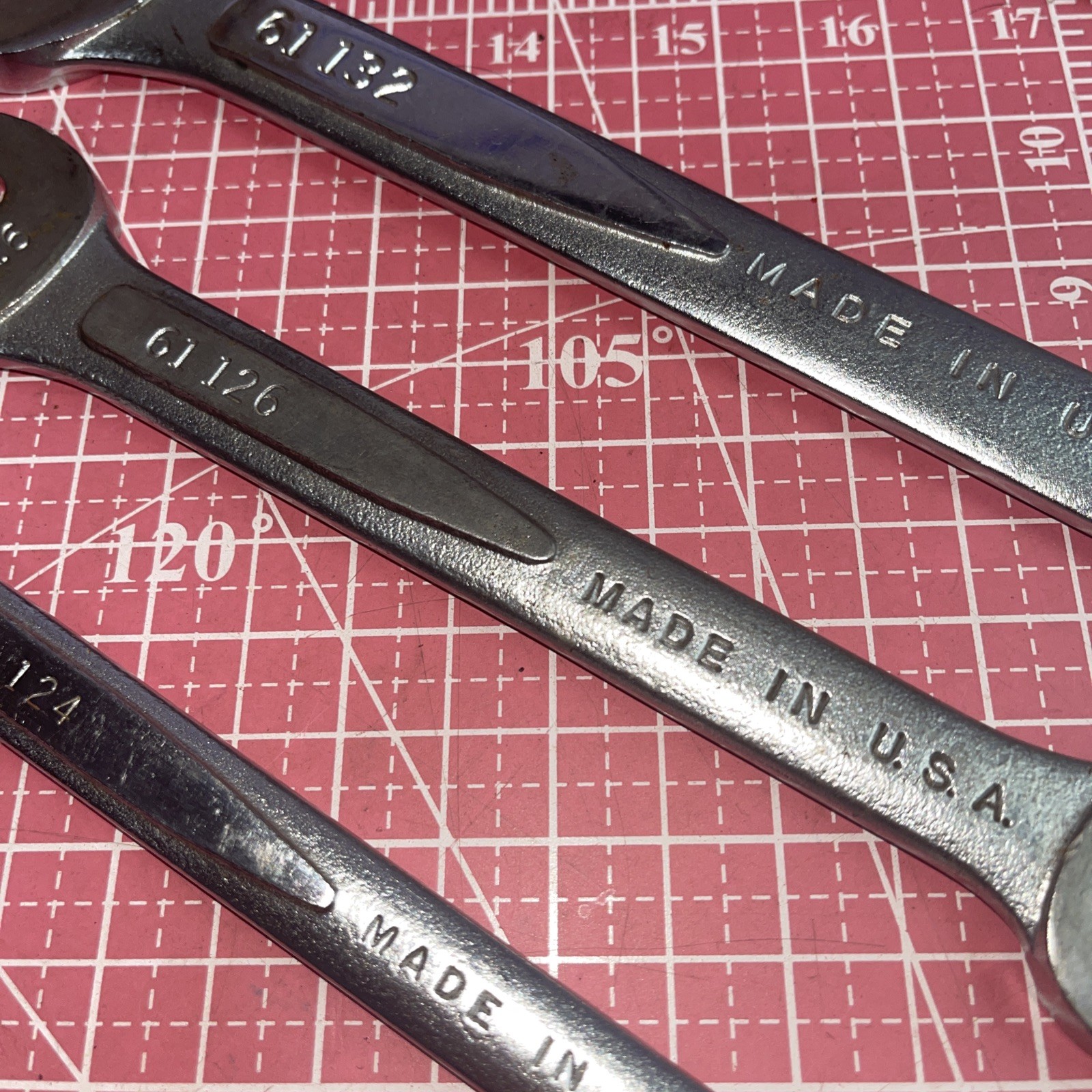 Easco USA 3 Piece SAE Open End Wrench Set 5/8 In – 1 In Vintage 5/8” – 1” 61132