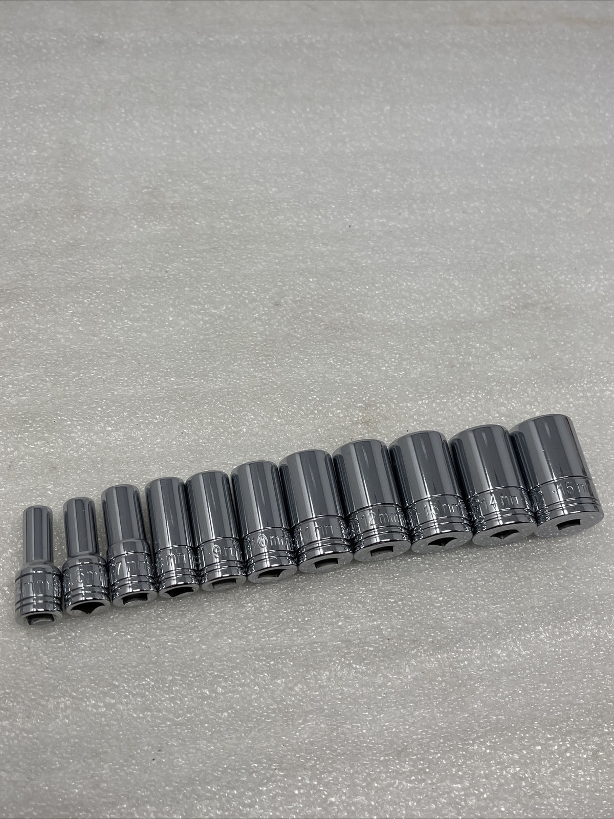 SK Tools 1/4″ Drive, 6 Point, Semi Deep Metric 11 Piece Socket Set, 5mm-15mm New