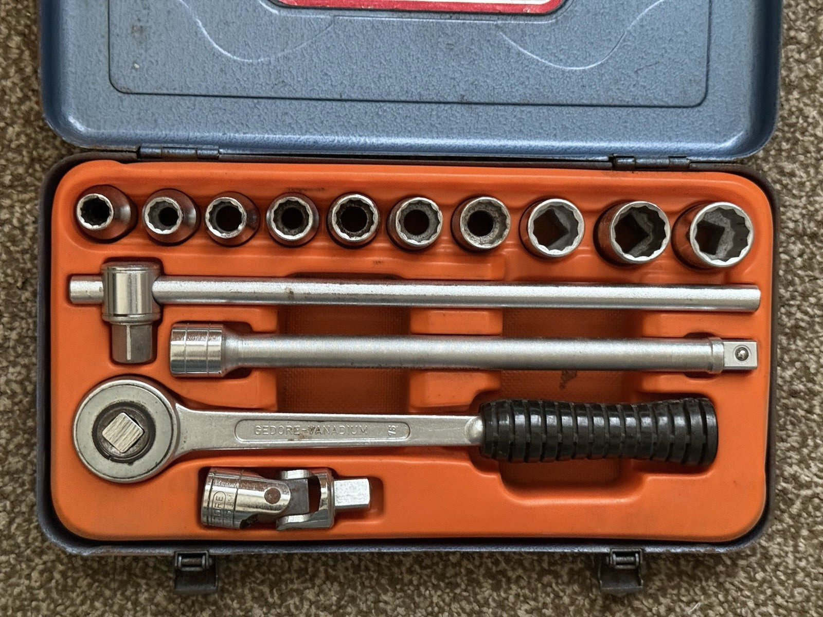 Genuine Vintage Gedore AF Socket Set 1/2″ Drive in Metal Case Complete Set