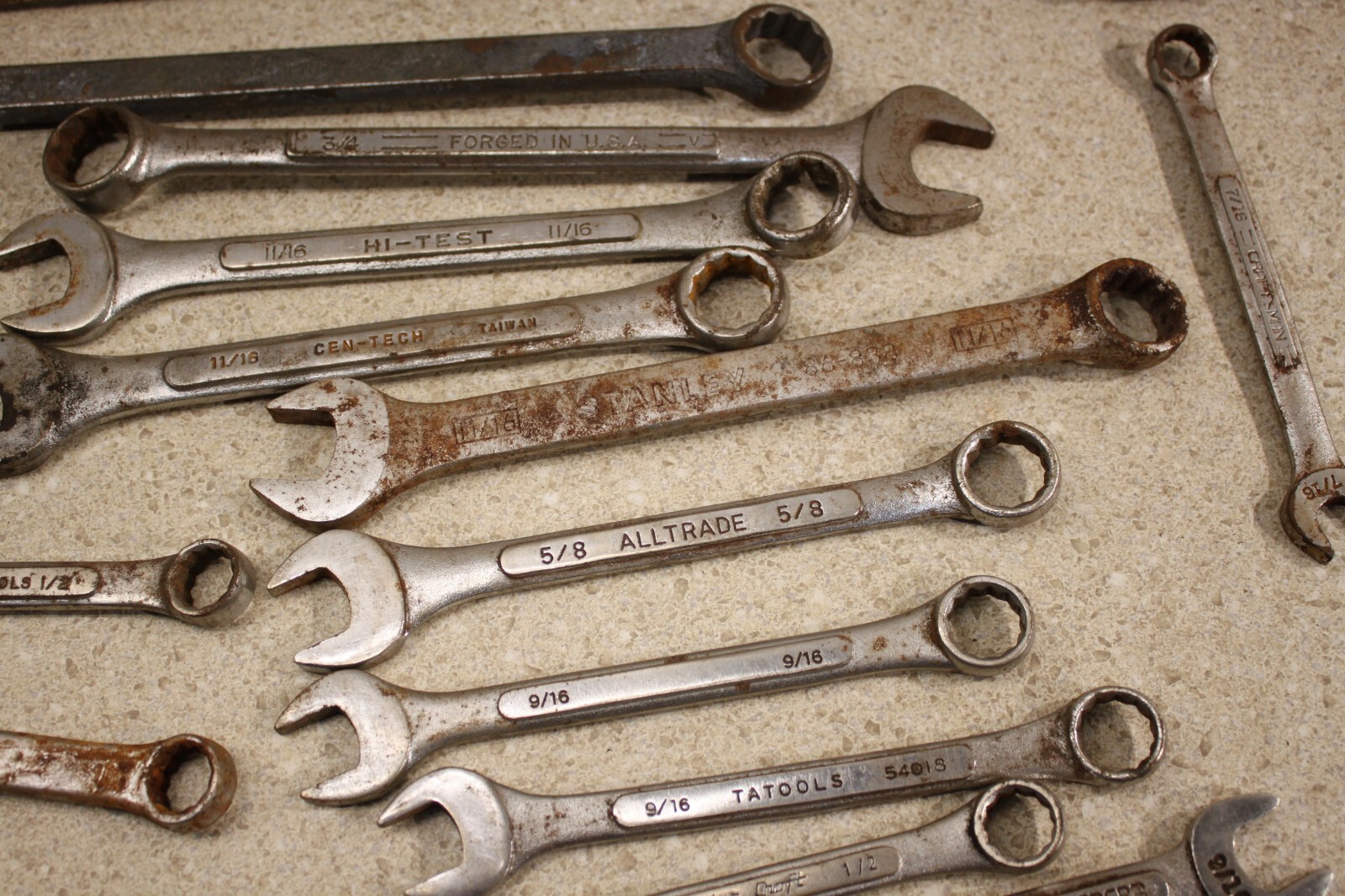 Lot Of Various Size SAE & Metric Wrenchs Line Wrench Vintage Old Tools 8432
