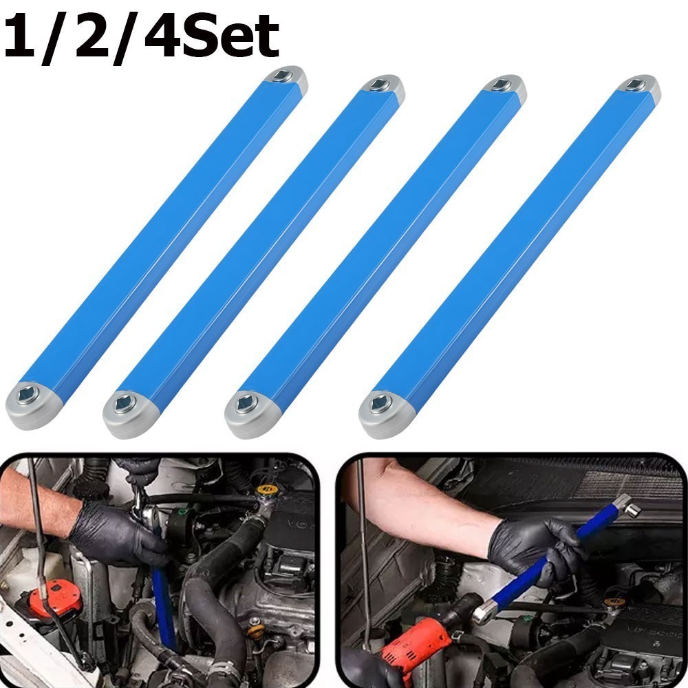 1/2/4Pc 3/8″ Offset Extension Wrench Socket Ratchet Spanner Extender w/Adapters-