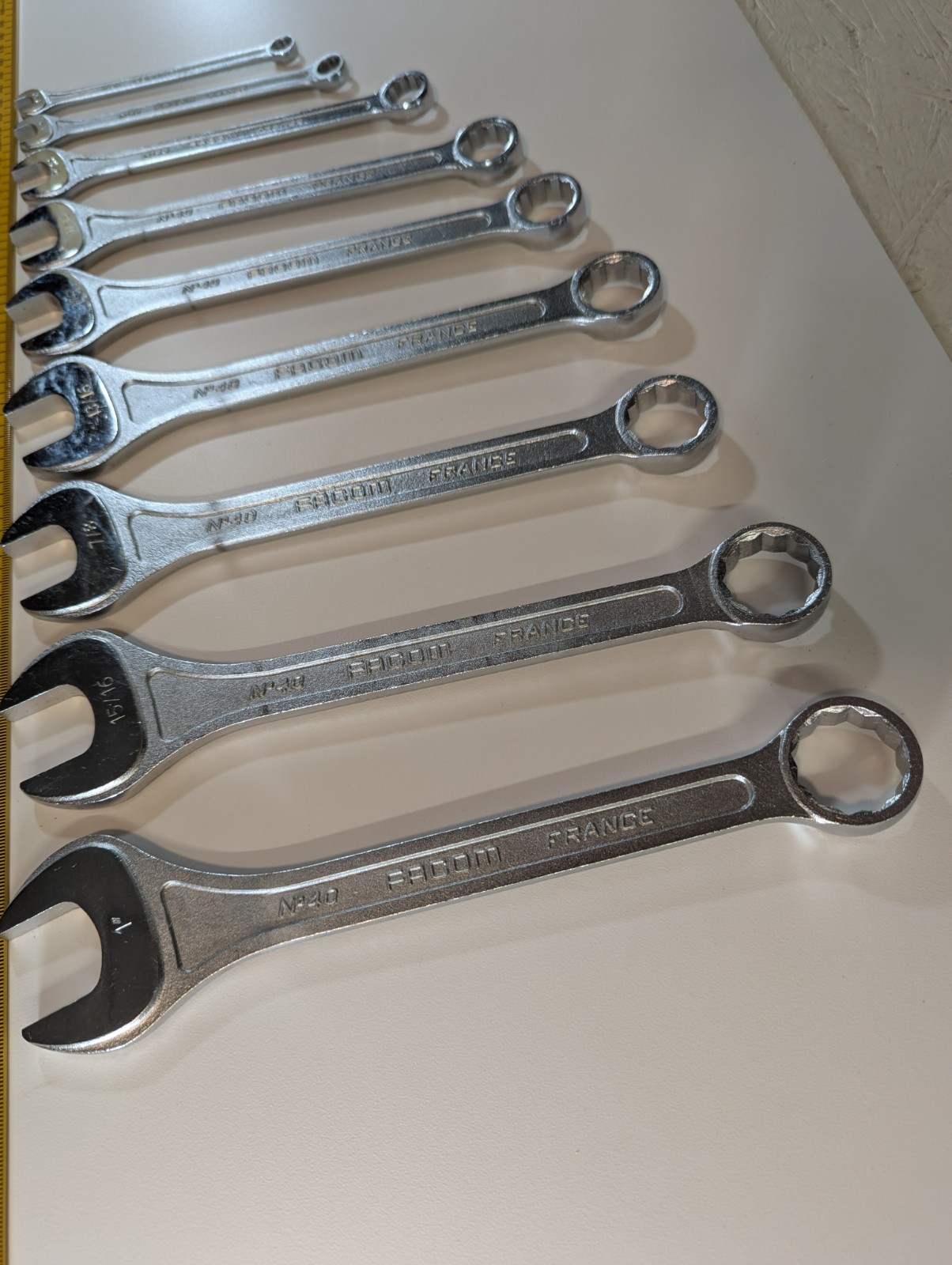 9 Facom France SAE Comb Wrenches 1″15/16″ 7/8″ 13/16″3/4″ 11/16″ 9/16″ 3/8″5/16″