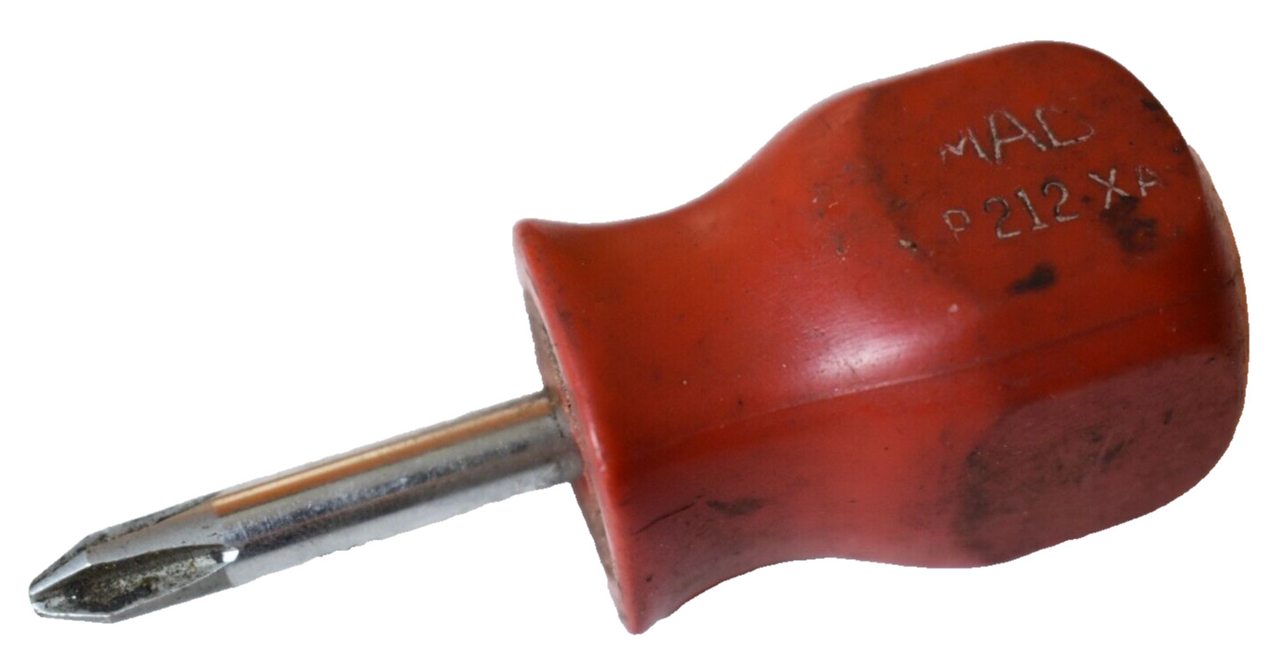 Mac Tools P212XA #2 Stubby Phillips Head Screwdriver Red Handle