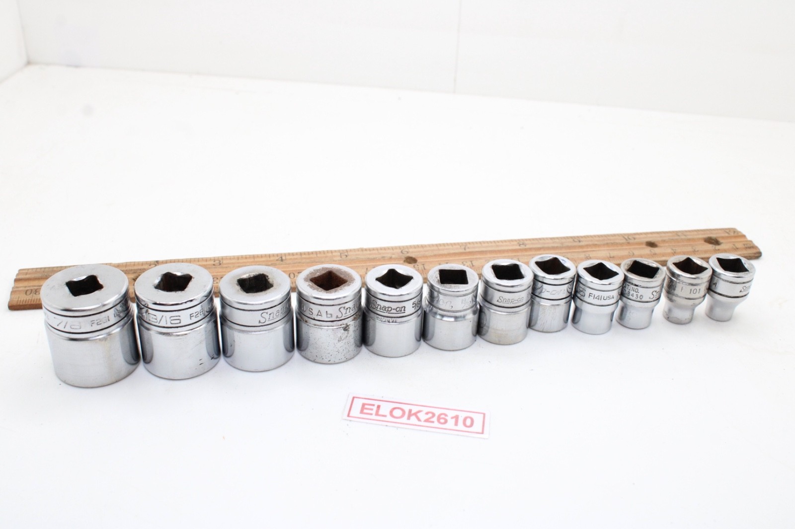 Snap-on F081 – F281 1/4-7/8″ 3/8″ Drive 12 Point 12 Piece SAE Chrome Set USA