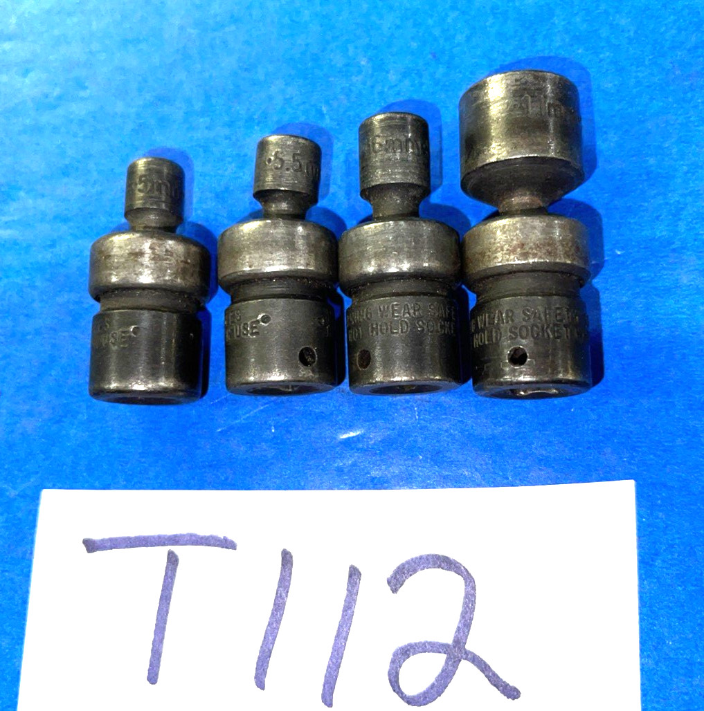 SK TOOLS 4 PIECE 1/4 DRIVE METRIC IMPACT SWIVEL SOCKETS 5, 5.5, 6 AND 11MM
