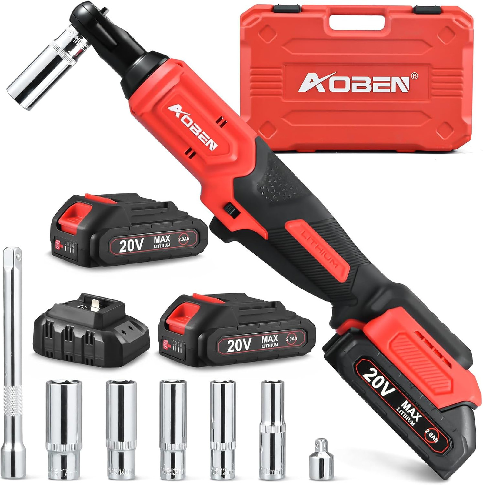 20V 3/8″ Cordless Ratchet Wrench Kit, 60 Ft-lbs Brushless Electric Power Ratchet