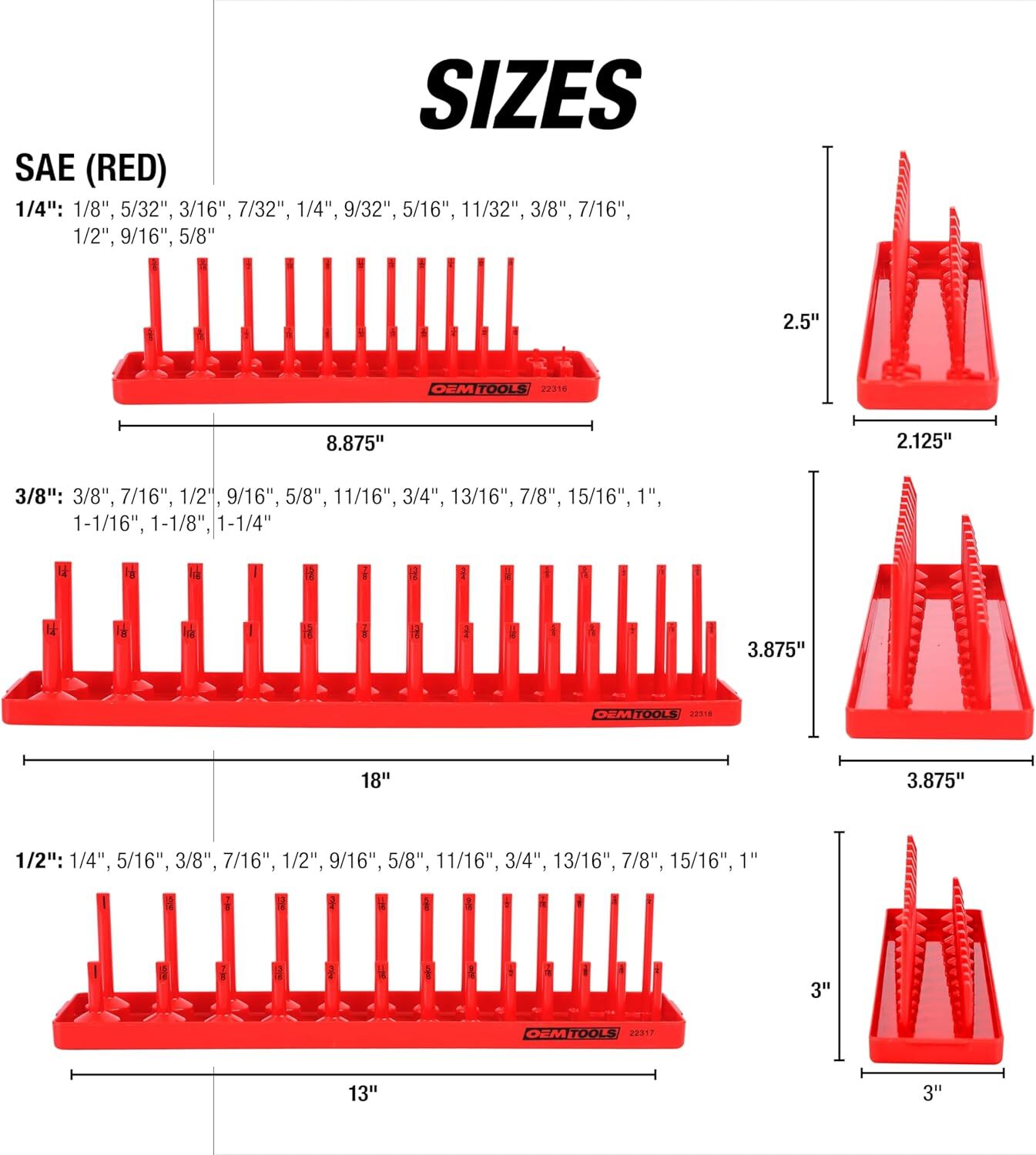 OEMTOOLS 22237 6 Piece SAE and Metric 6 PC Set Metric, Red Blue