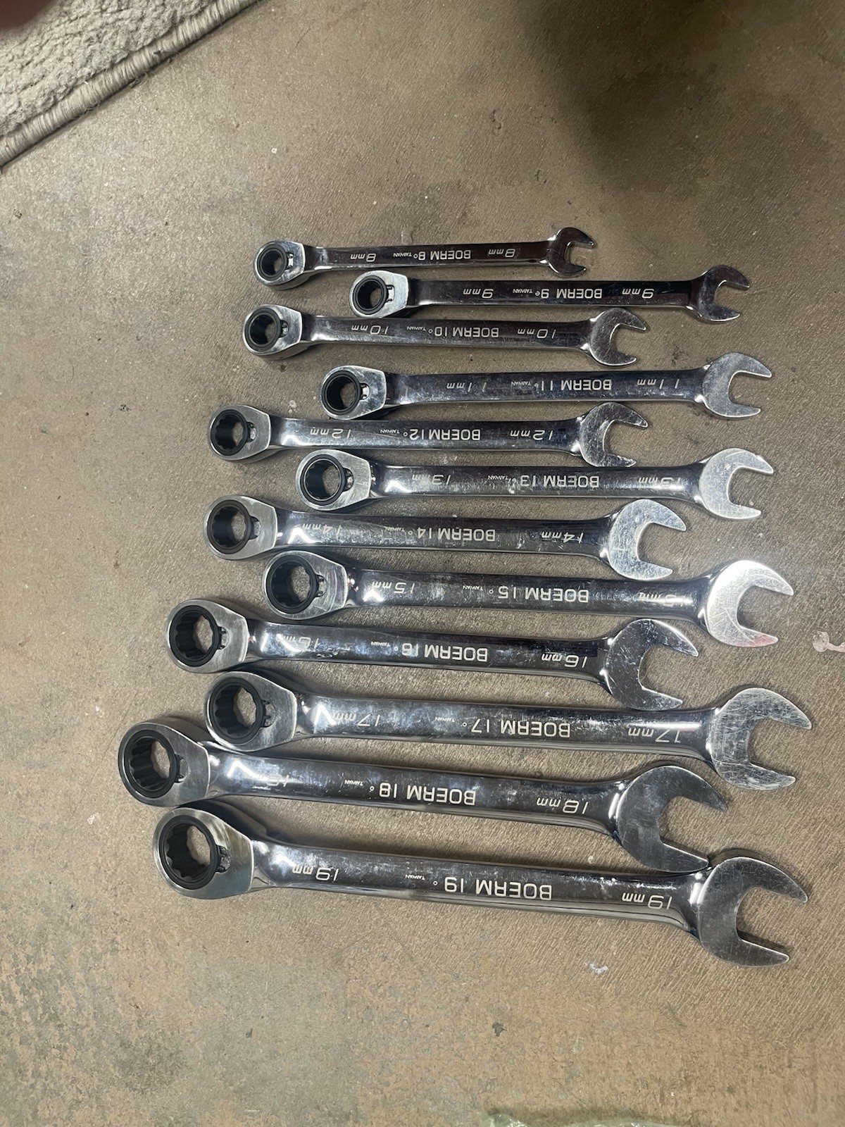 Blue Point BOERM712 12Pc Metric Reversible Ratcheting Combo Wrench Set 8-19mm