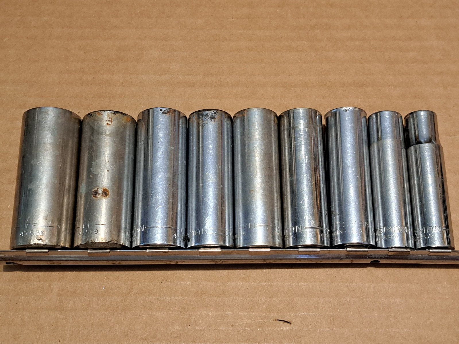 VINTAGE CRAFTSMAN 9PCS DEEP SOCKET SET, 1/2 – 1″, 1/2″ DRIVE 12 POINT, SAE INCH