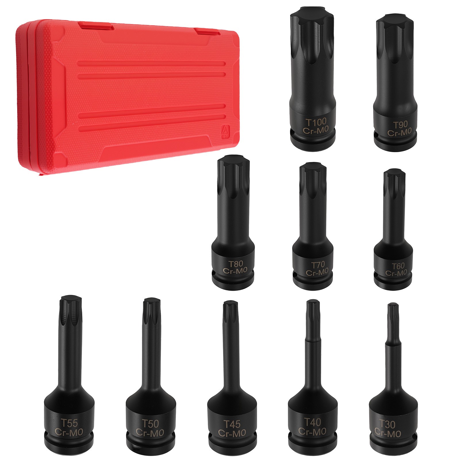 1/2 Inch 10X Impact Socket Bits Set 3-Inch Extra Long Impact Star W/Case