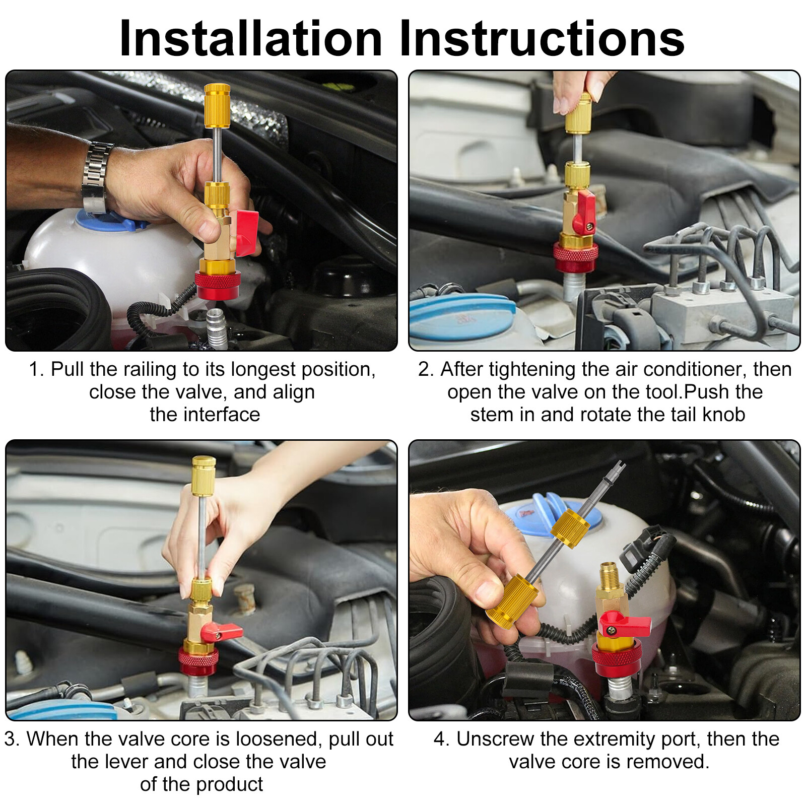 31Pcs/Set R134A High Low Pressure AC Valve Core Quick Remover Installer Tool Kit