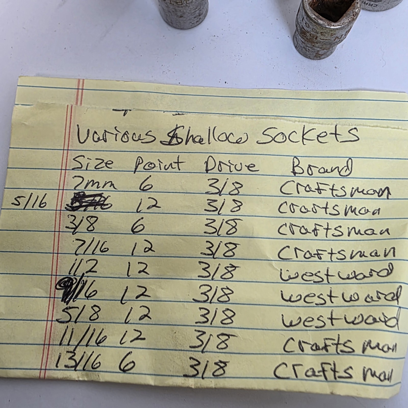 Used Various Shallow Sockets Assorted Sizes *See Pics For List #983