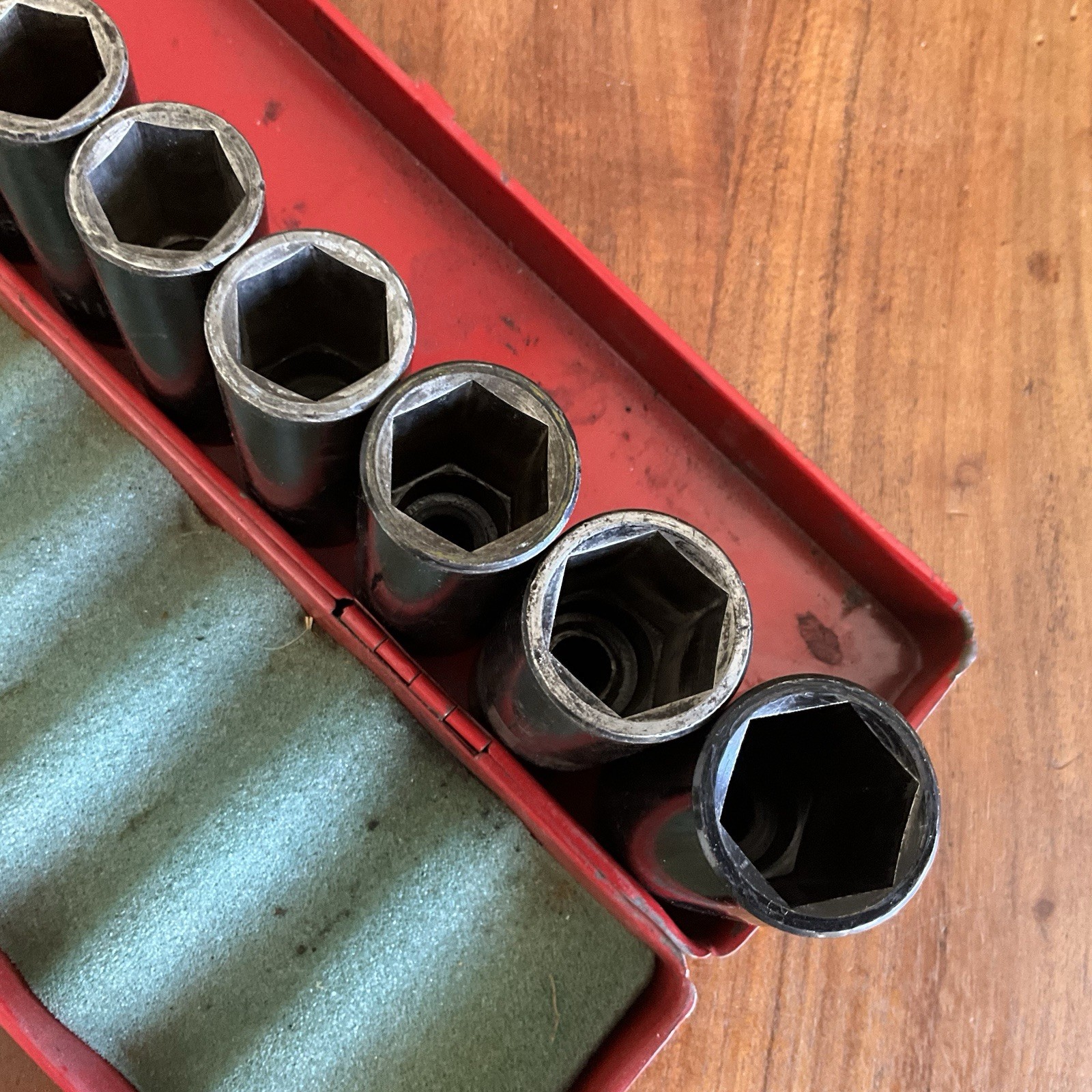 Vintage 11 Piece 1/2″ Square Drive Deep Impact Socket Set w Case 1″ to 3/8″