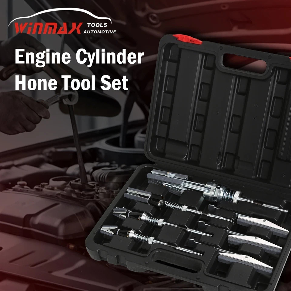 Engine Cylinder Hone Tool 3/4″–7″ Adjustable Honing Kit 4 Stone Set for Drill