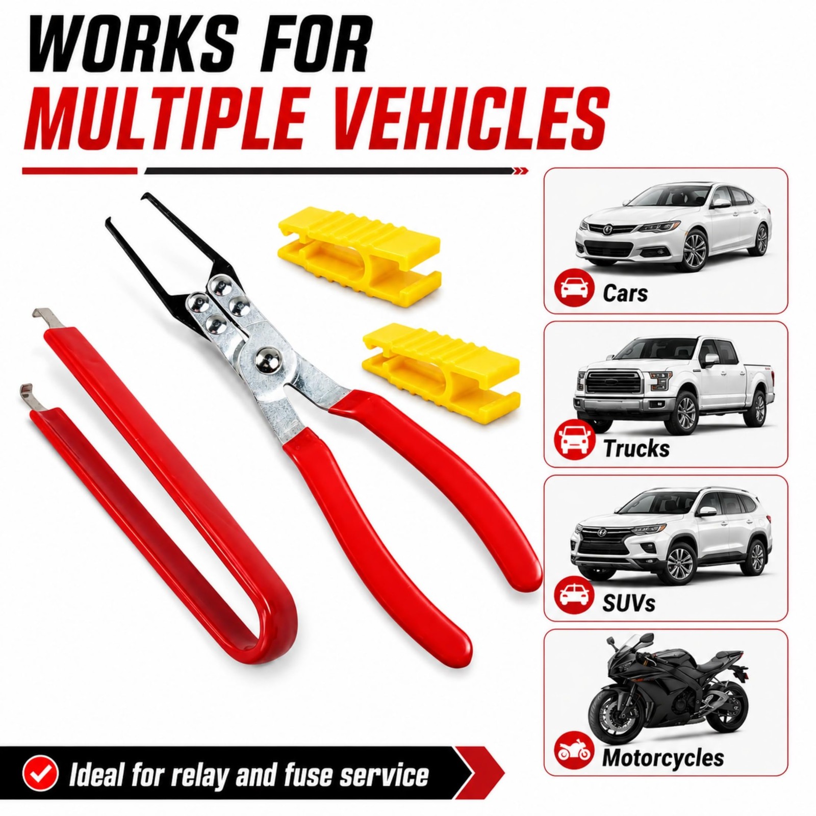 4 Pcs Relay Fuse Puller Pliers Auto Electrical Tool Set Thin Tip Ergonomic Grip