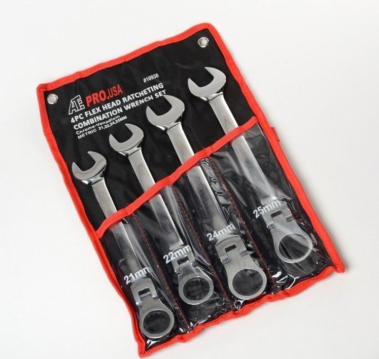 FLEX JUMBO 4pc MM RATCHET Wrench Automotive Tool Set 21,22,24,25 MM SHOP TOOLS