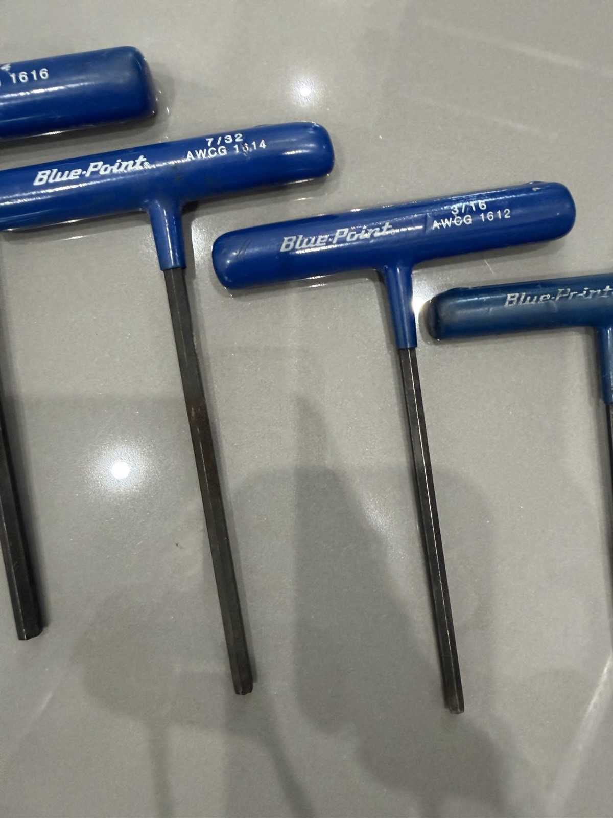 8pcs Blue Point 6 point SAE Blue Handle Hex Allen Key T Handle AWCG