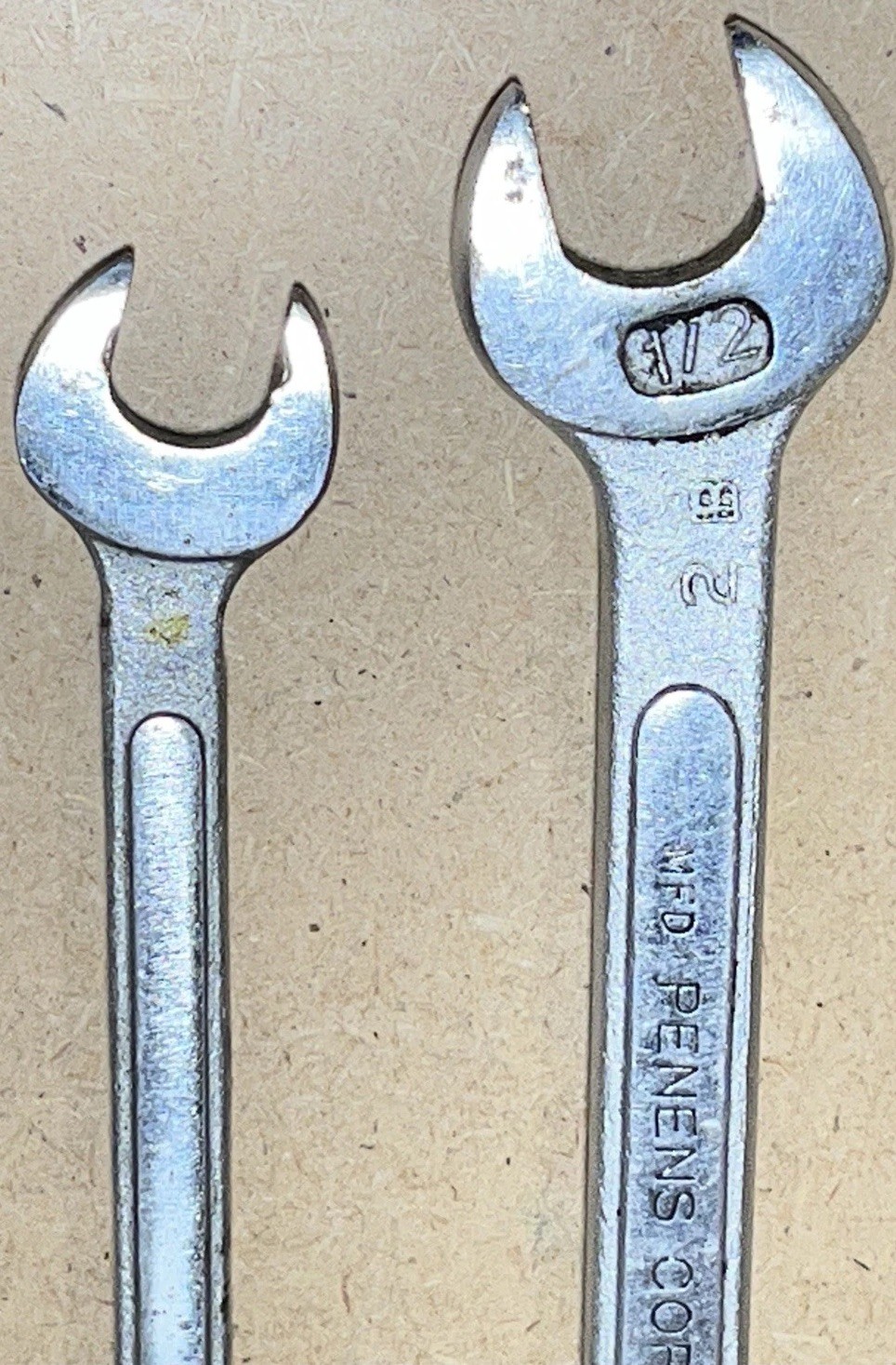 2-pc PENENS CORP 12 POINT COMBINATION WRENCHES – 3/8” & 1/2” Vintage Set USA