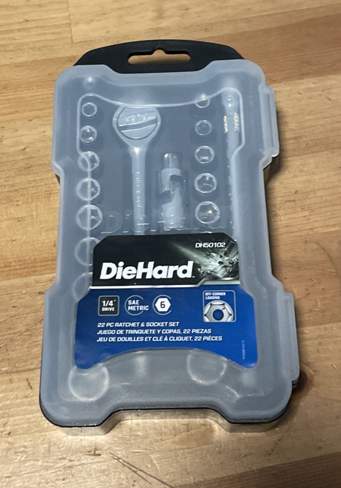 Diehard 22pc 1/4” Ratchet Socket Set Metric SAE DH50102 Brand New