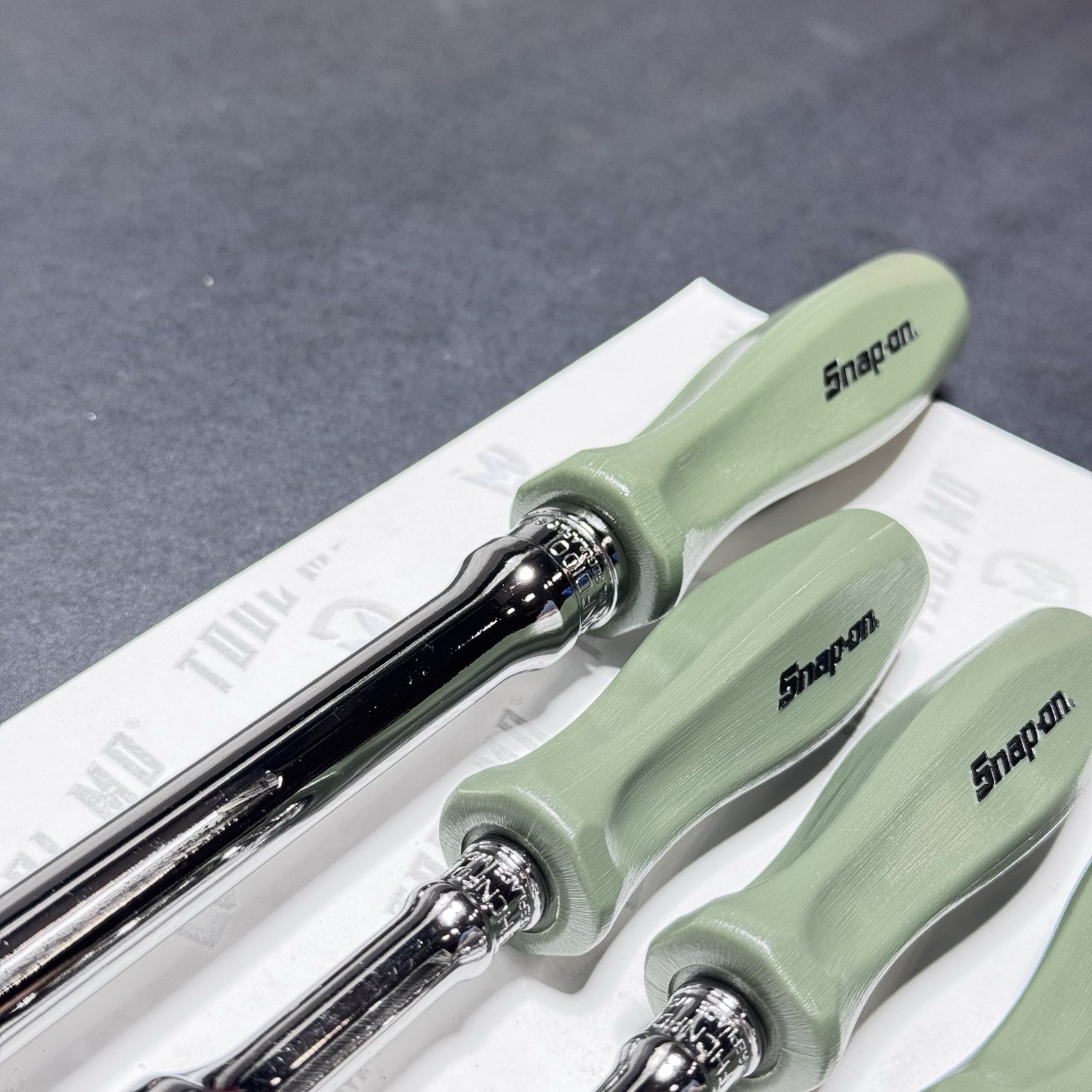 Snap-on Tools USA VERY RARE COMBAT GREEN Swivel Mixed Drive Ratchet Set FHCNFD72