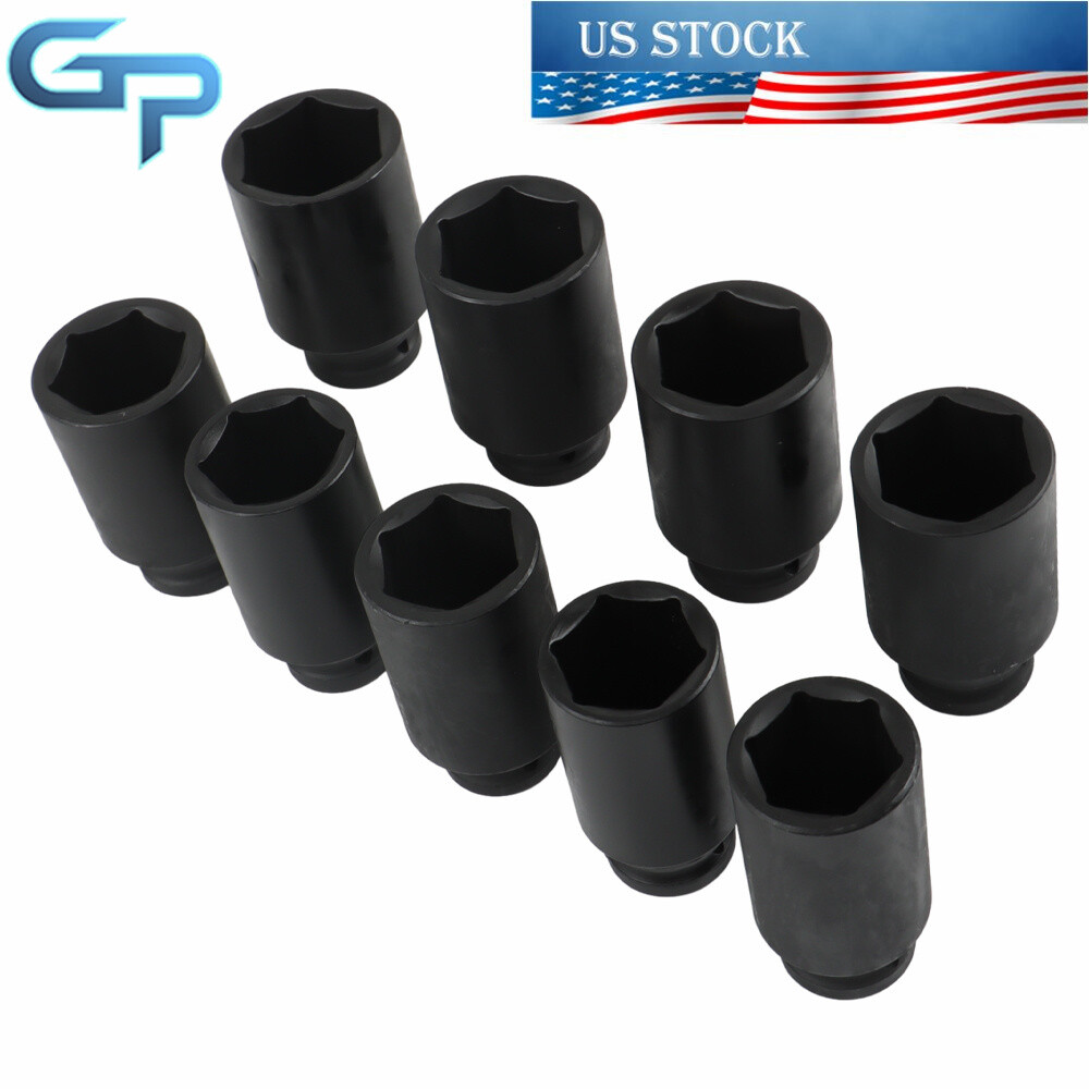 9pcs 29-38mm Deep Impact Socket Tool Kit 1/2″ Drive Metric Axle Hub Nut Socket
