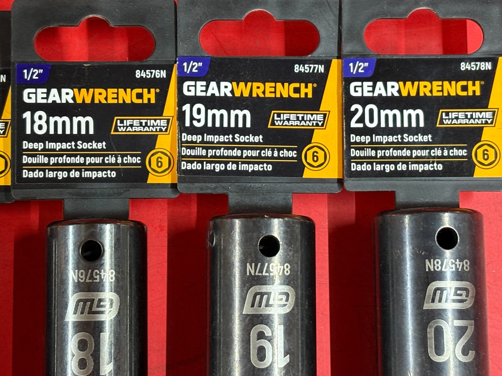 LOT OF 18 GEARWRENCH METRIC 1/2″ DRIVE DEEP IMPACT SOCKETS SET 12MM UP TO 29MM