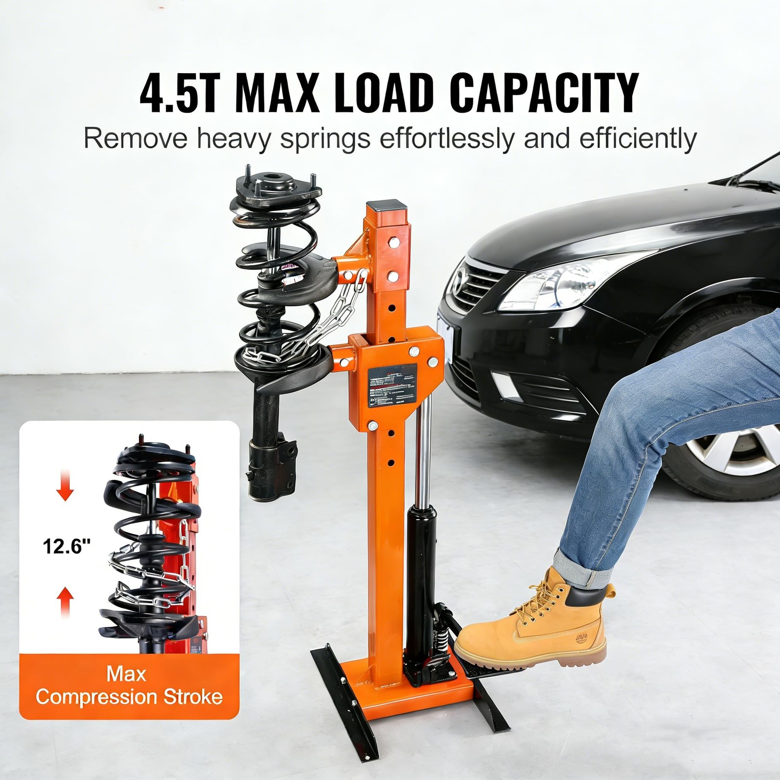 NEW Hydraulic Shock Spring Compressor, Heavy Duty Foot-Operated Coil Spring