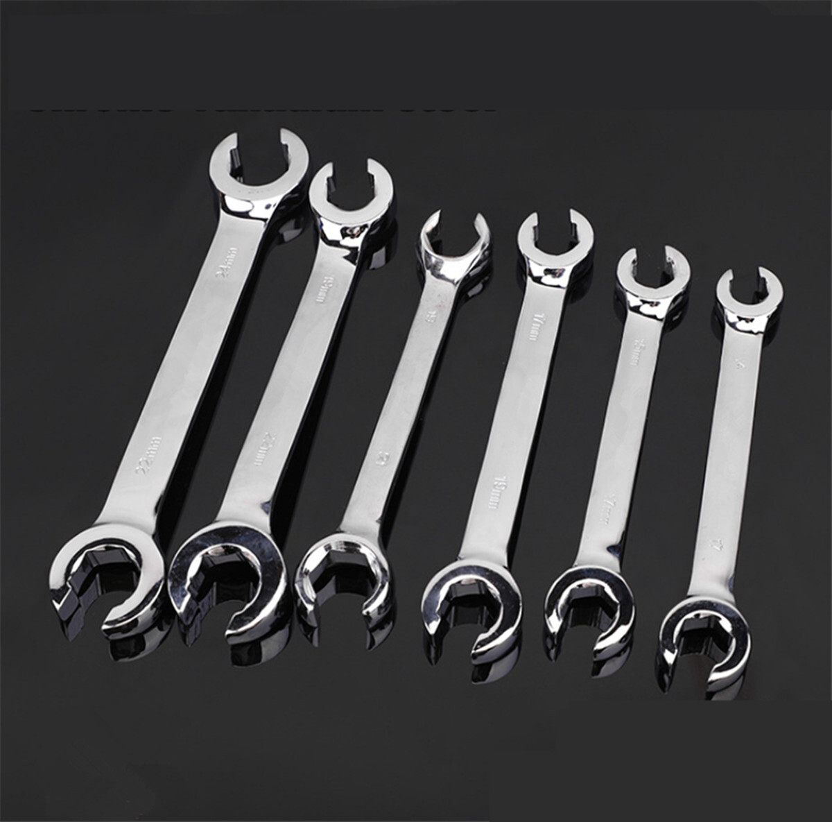 6Pcs 6mm-19mm 6 Point Chrome Vanadium Steel Metric Flare Nut Spanner Wrench Set