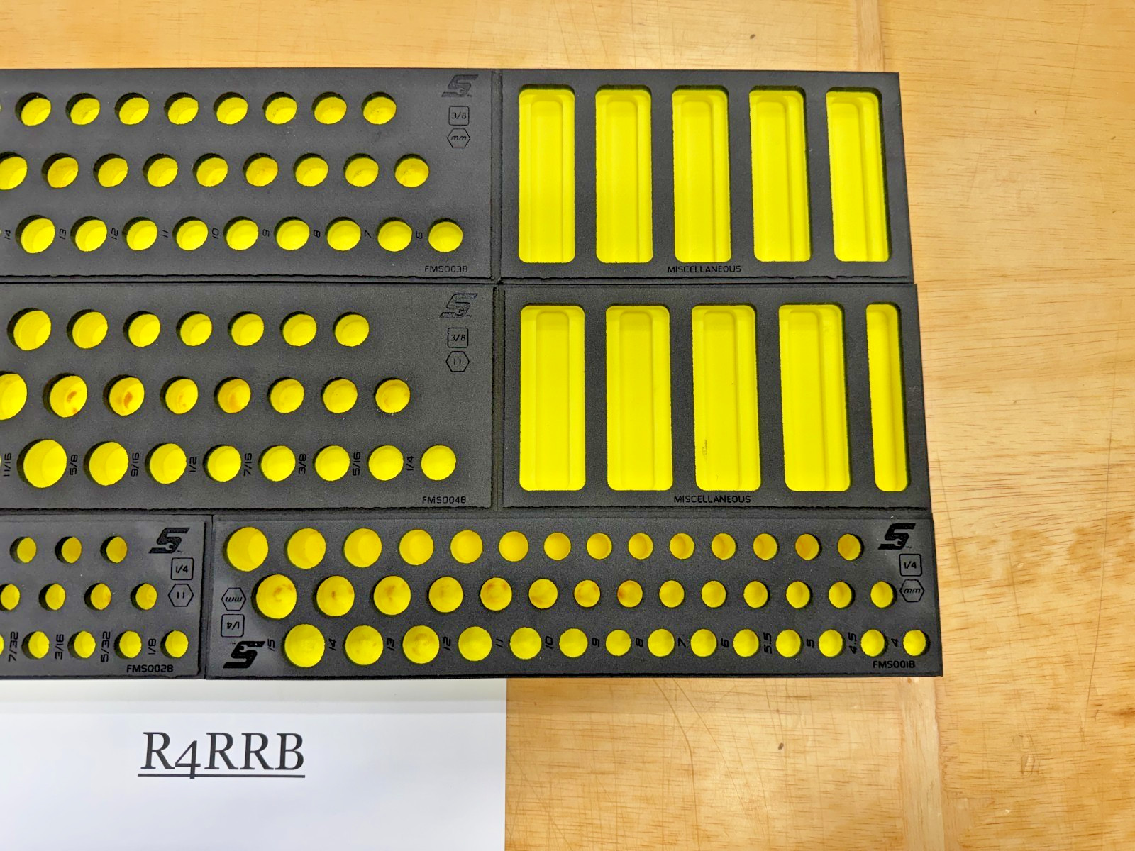Snap-on Tools NEW HIVIZ 4pc FOAM TRAYS for 1/4″ + 3/8″ Drive METRIC SAE Sockets