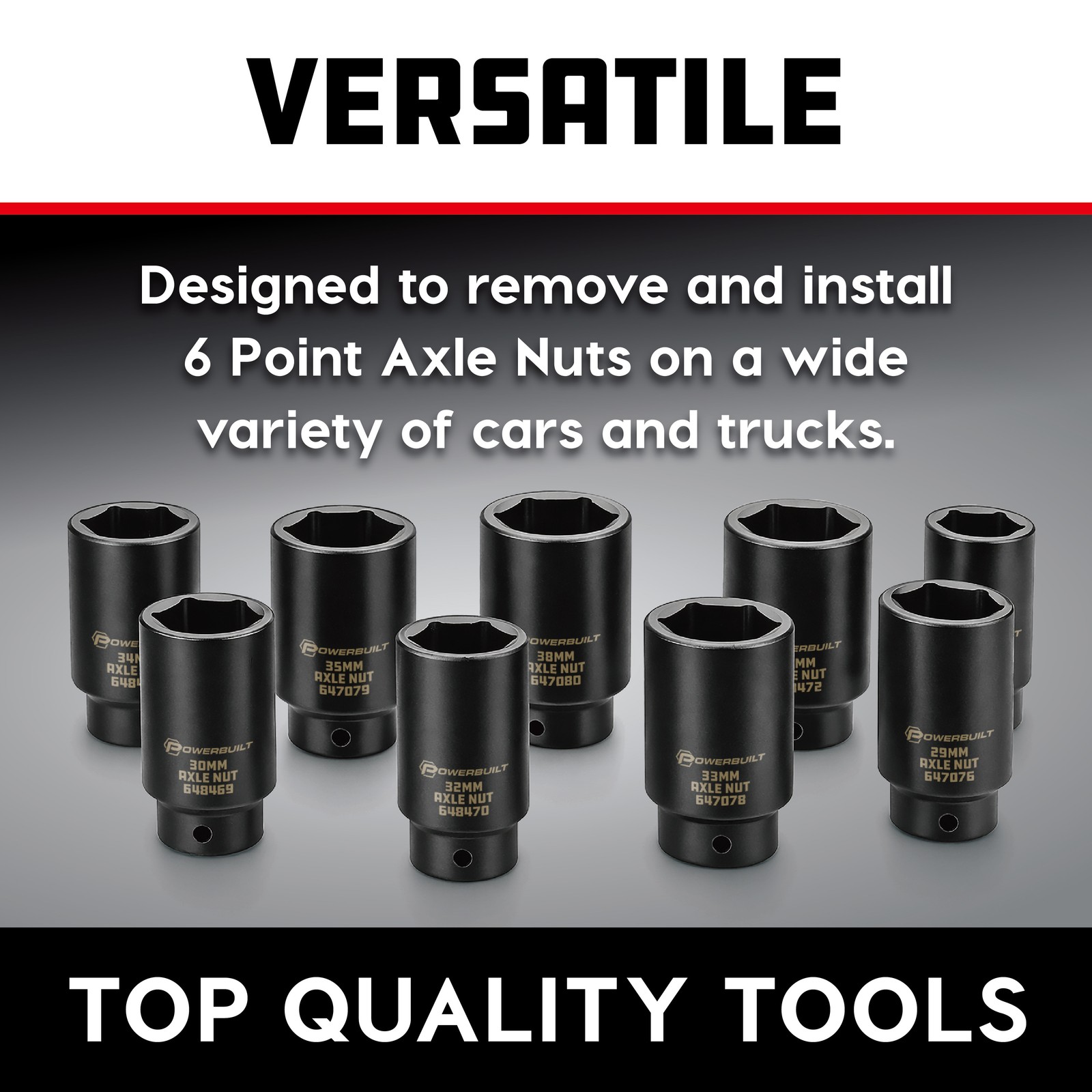 Powerbuilt 9 Piece Deluxe Axle Nut Socket Set – 648991