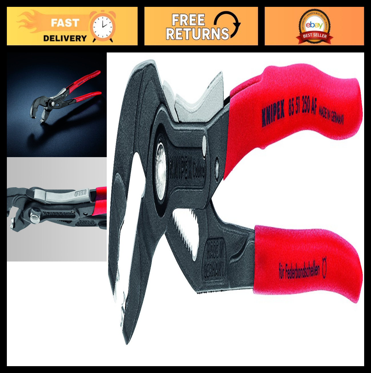 10″ Hose Clamp Pliers with Locking Mechanism – Heavy Duty, Adjustable Grip Tools