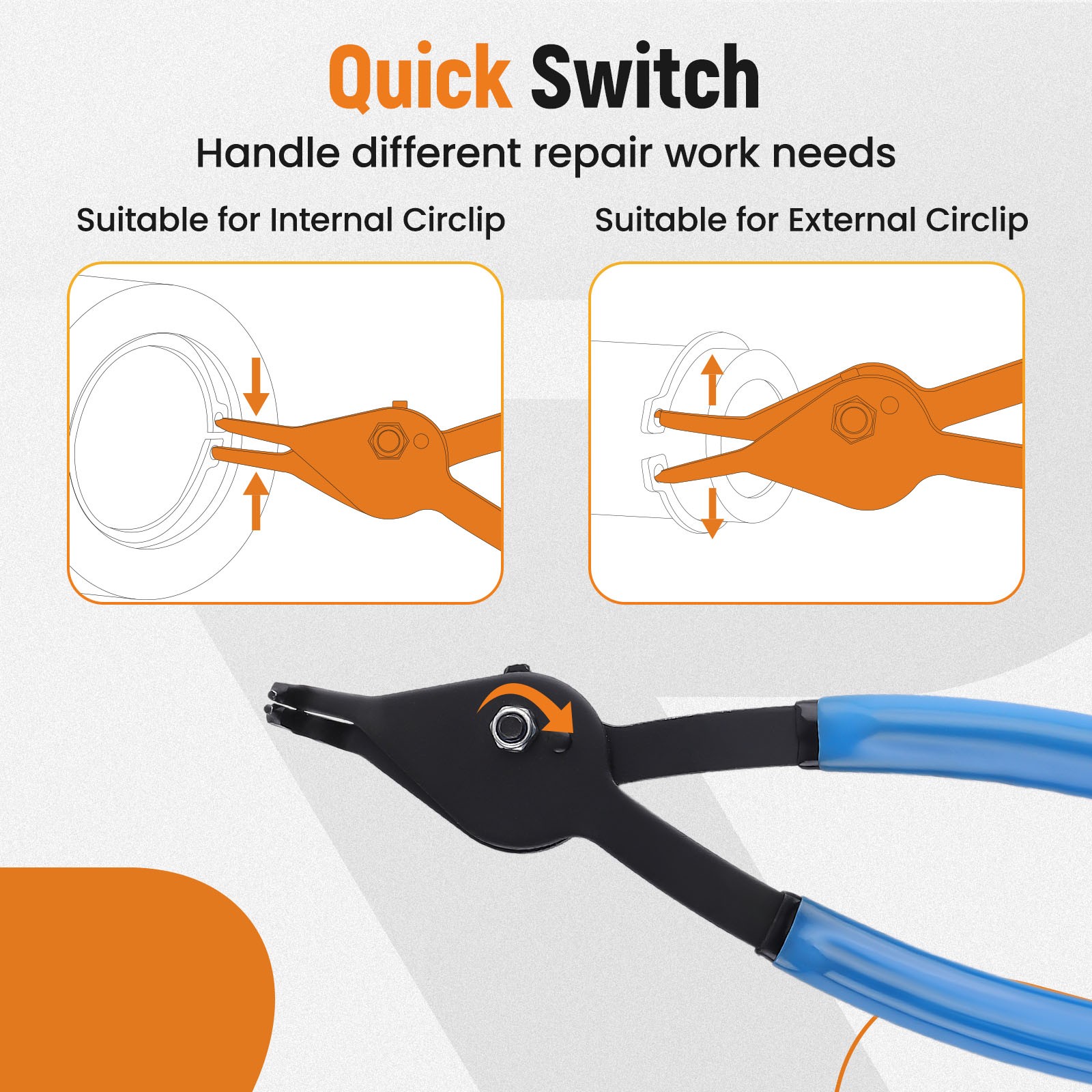 12 PC Versatile Retaining Snap Ring Pliers Fixed Tip Combination 9″ tip pliers