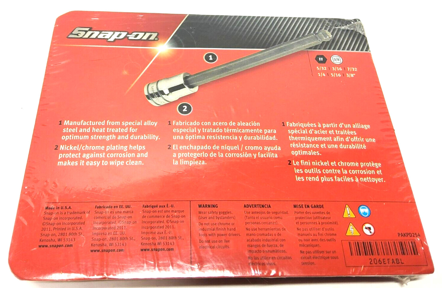 New Snap-on™ 3/8″ drive SAE 206EFABL Ball End Hex Socket Driver LONG Shank