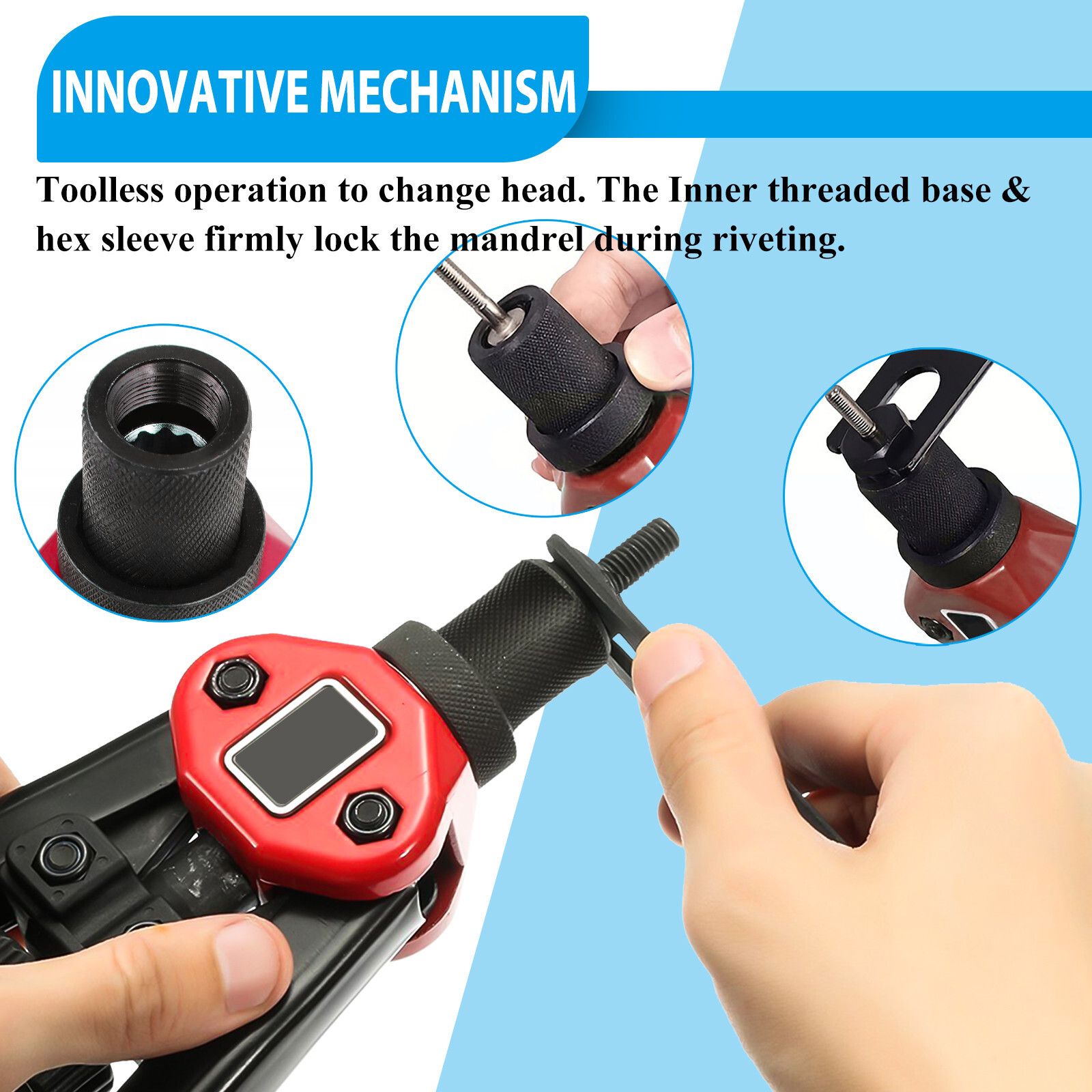 180pcs Easy Automatic Rivet Tool Set Dual-Hand Manual Metric&SAE Rivet Nut Tool