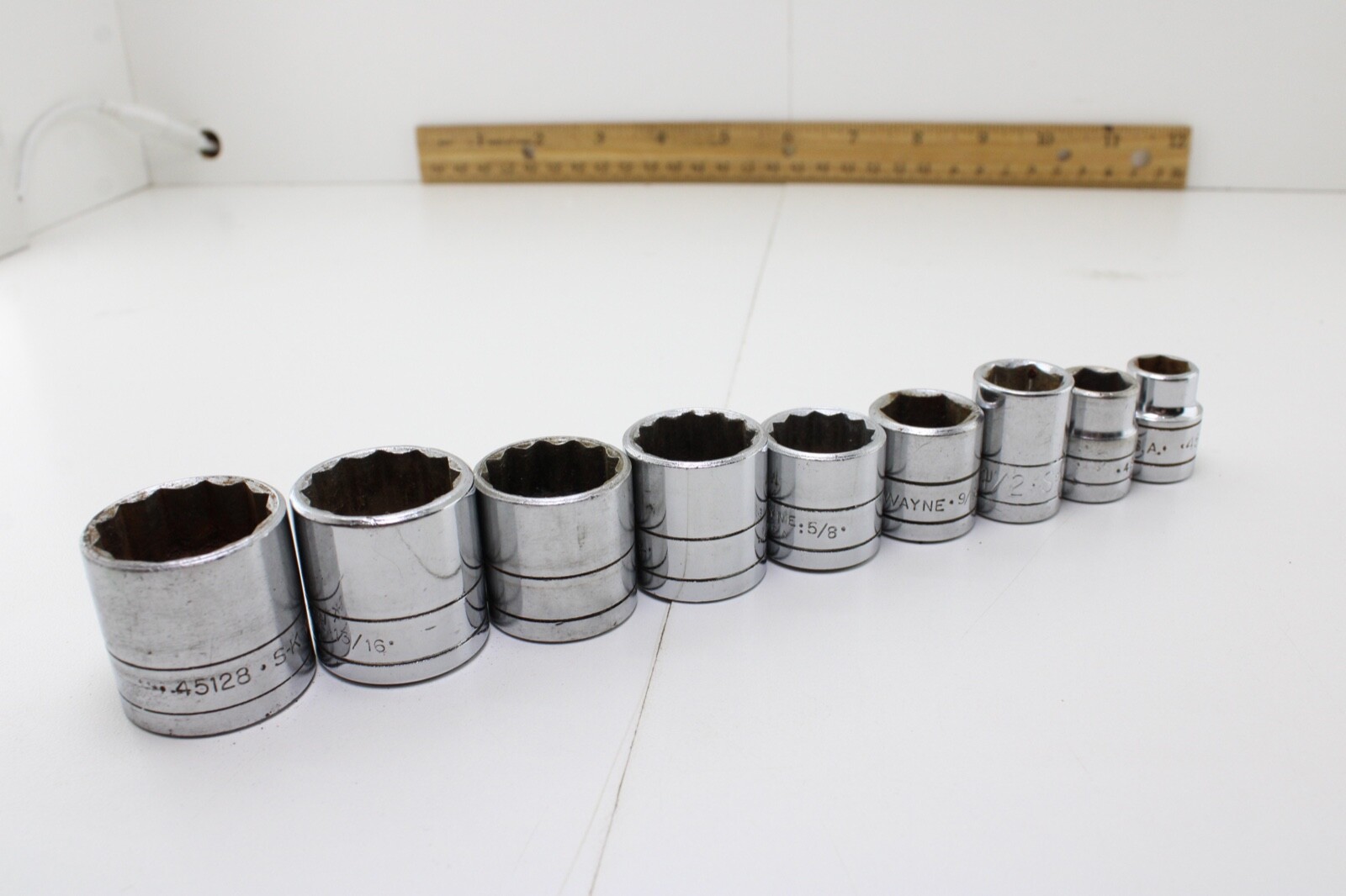 S-K Tools 45128-45112 7/8″-3/8″ 3/8″ Drive 9 Piece 12/6 Point Sockets Set USA