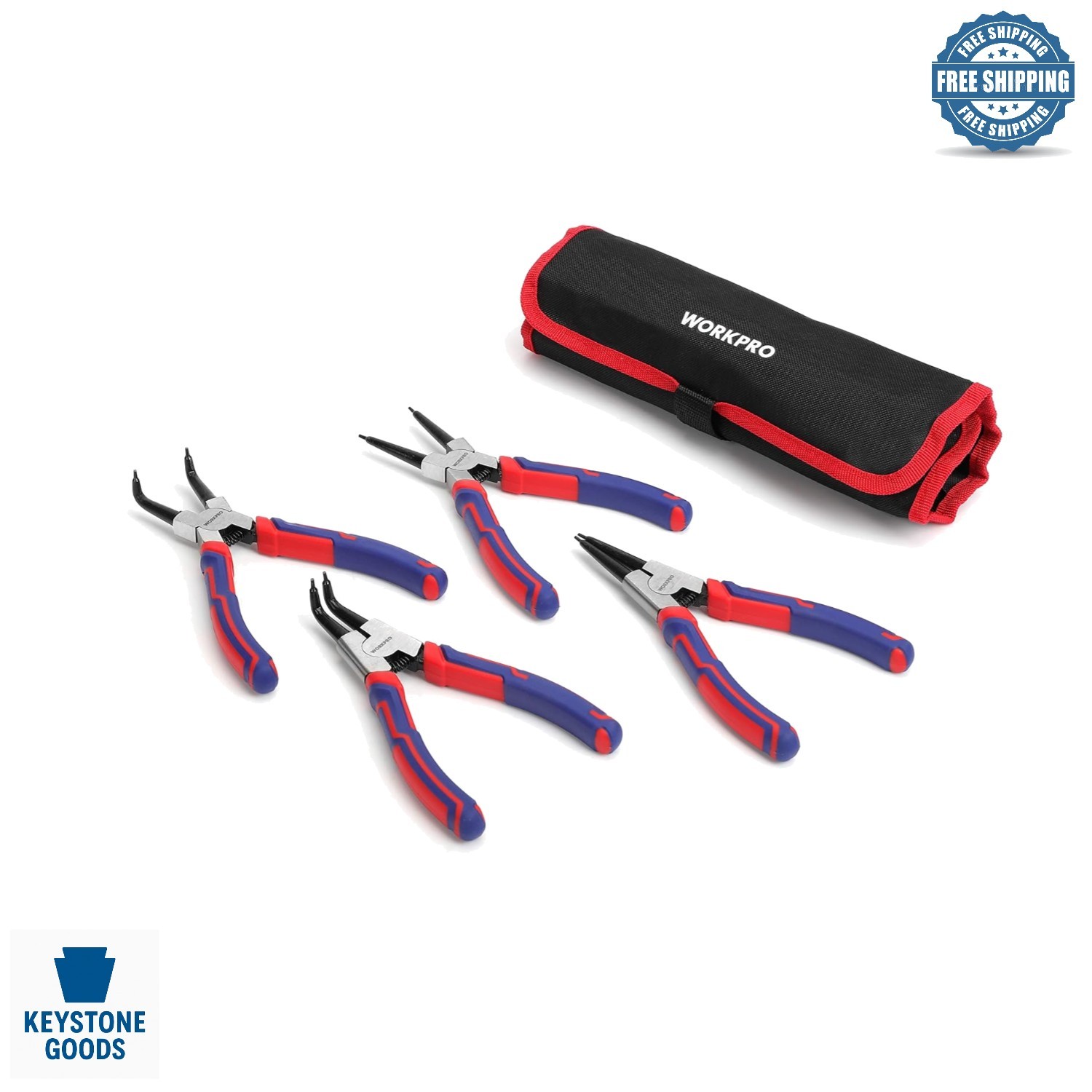 4-Piece Heavy Duty Snap Ring Pliers Set – Chrome Vanadium Steel with Storage …
