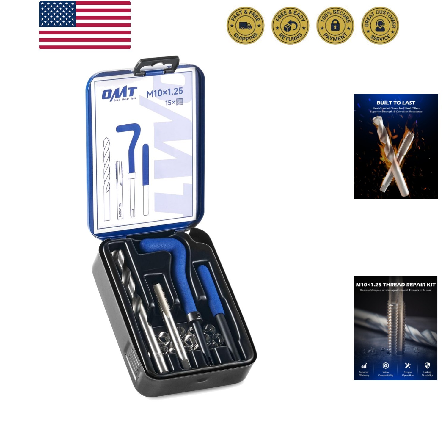 Comprehensive M10x1.25 Helicoil Repair Kit with Durable HSS Drill Bit & Case